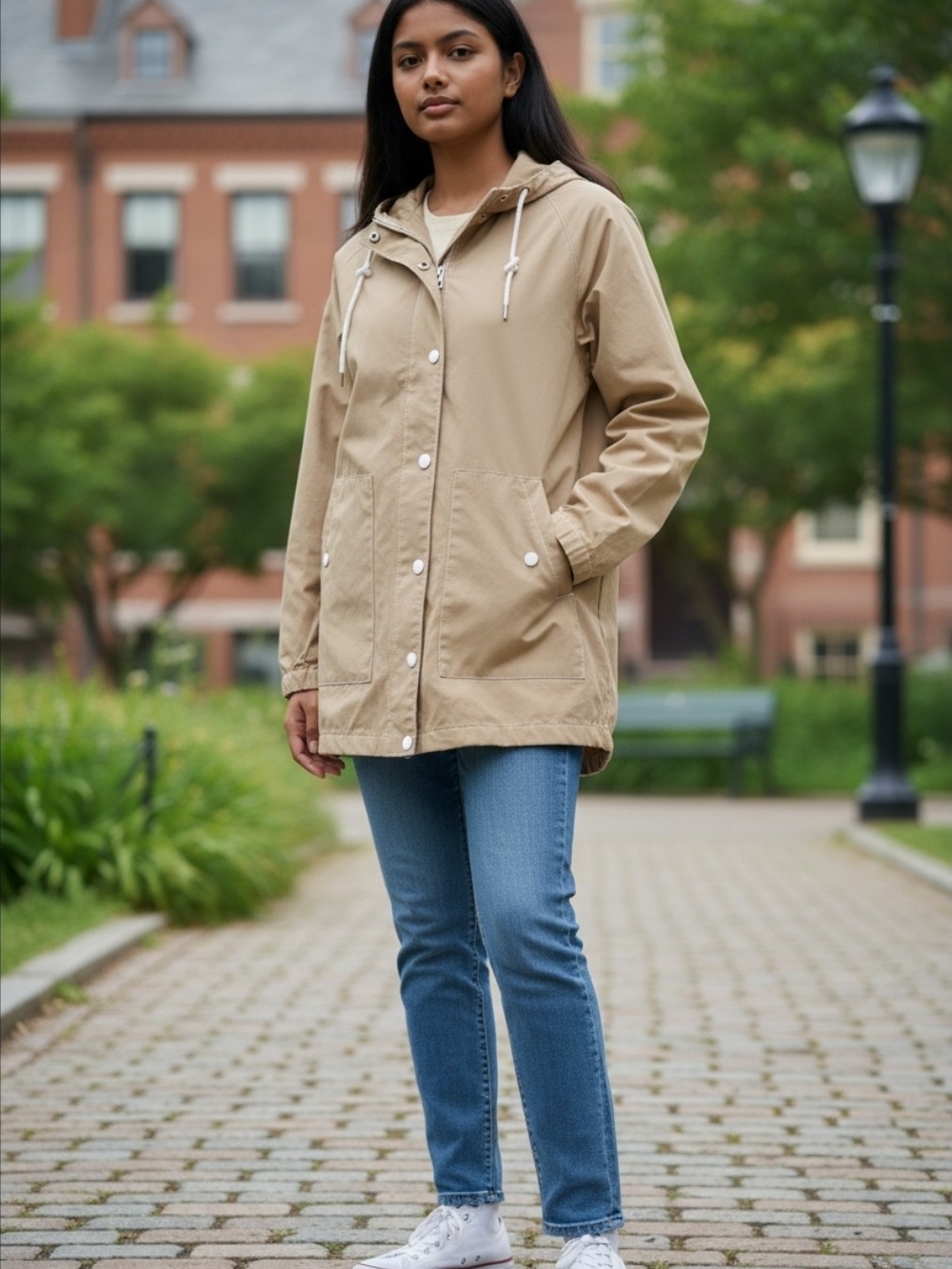 Unisex Zara Kids Classic Tan Hooded Spring Raincoat Jacket. NWOT. 11-12
